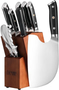 9 Pieces Knife Set with Block, Hand Forged High Carbon Steel Sharp Blade Cooking Knives Set with Holder for Kitchen, Block Chef Knife Set Professional, Best Gifts for Men Women