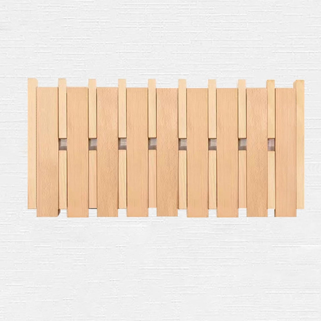 Fuse Box Cover Cabinet Hide Breaker Box/Distribution Cover, Wood Piano Key Electrical Panel Cover, Home Breaker Box Cover with Hook, for Hanging Clothes/Hats/Bags, Natural, 8 Hooks