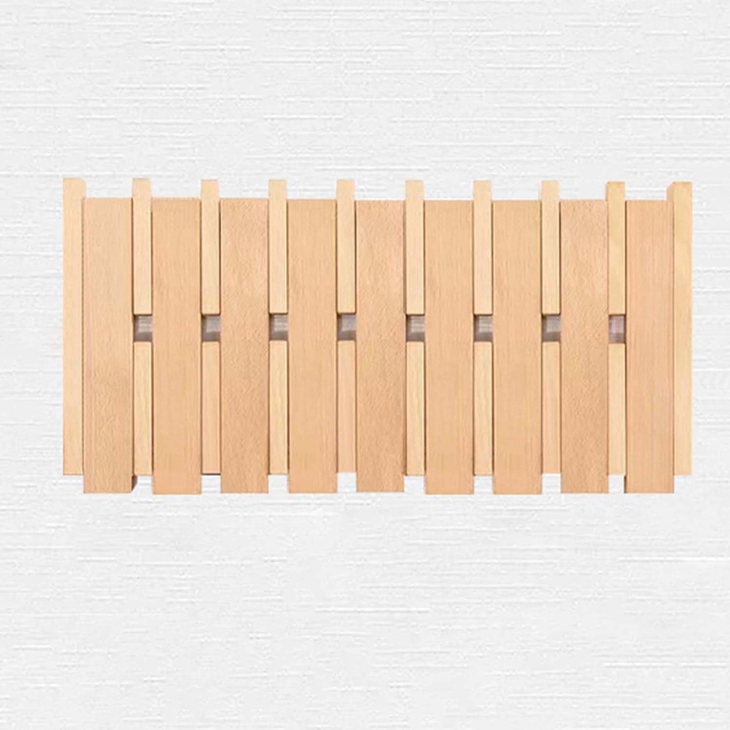 Fuse Box Cover Cabinet Hide Breaker Box/Distribution Cover, Wood Piano Key Electrical Panel Cover, Home Breaker Box Cover with Hook, for Hanging Clothes/Hats/Bags, Natural, 8 Hooks