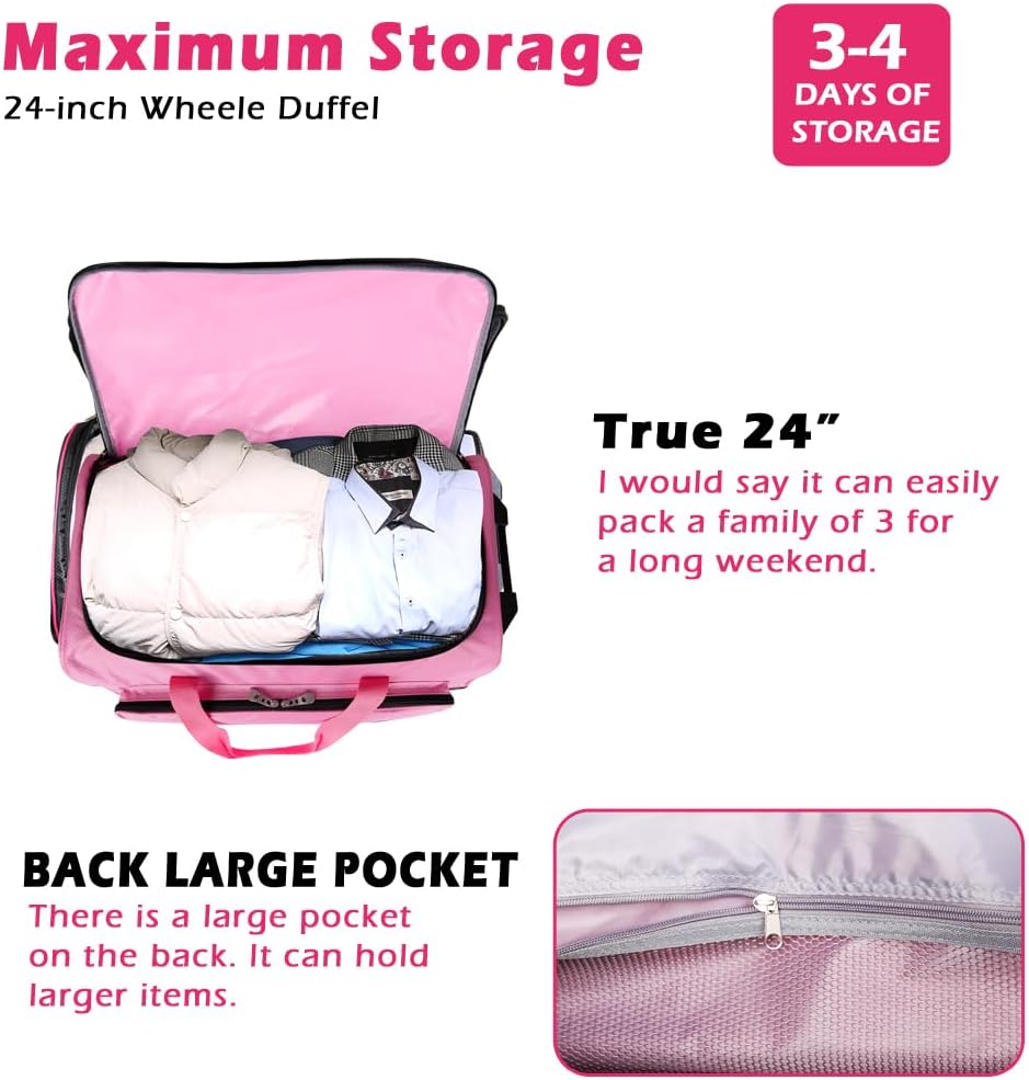 Dance Bag With Garment Rack,Dance Costumes Rolling Garment Bags For Travel,Garment Duffle Bag For Dance Competition, Wheeled Drop-Bottom Upright Luggage Closet Suitcase (23inch-Pink-E)