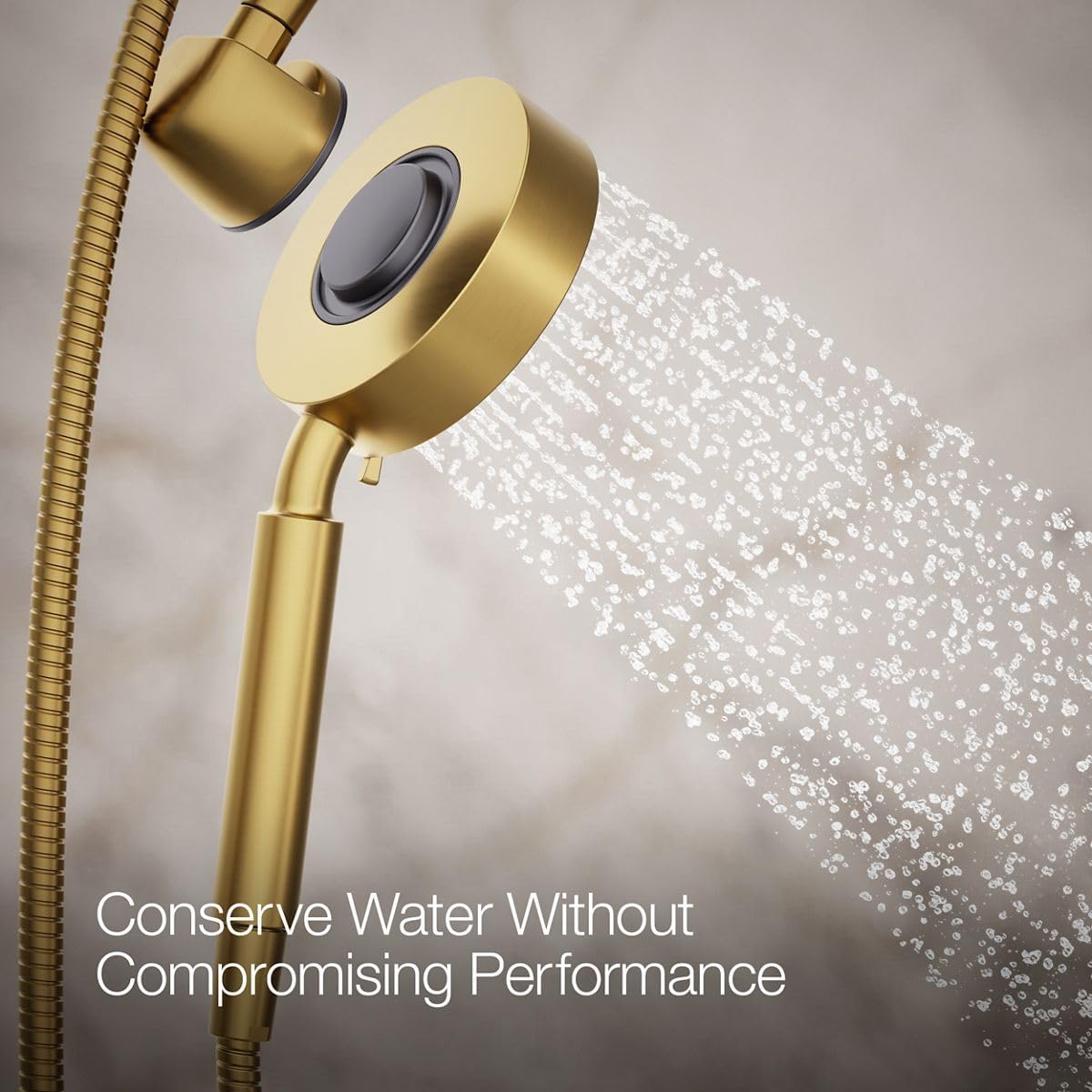 KOHLER 23219-2MB Purist 2-in-1 Multi Function Shower Kit with SHOWERHEAD & HAND SHOWER, Rotating Rail, Vibrant Brushed Moderne Brass, 2.5 GPM