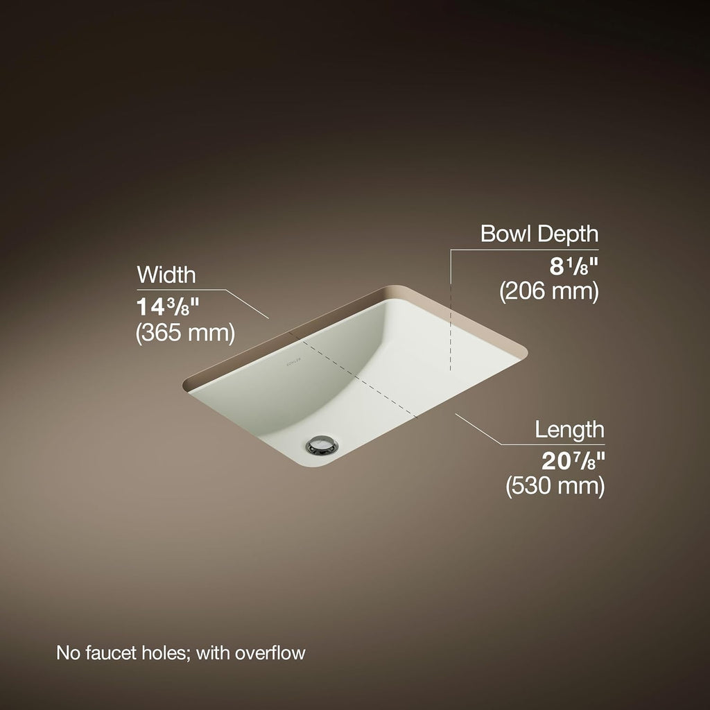 Kohler K-2214-NY 1-Bowl Undermount Bathroom Sink w/Overflow Dune