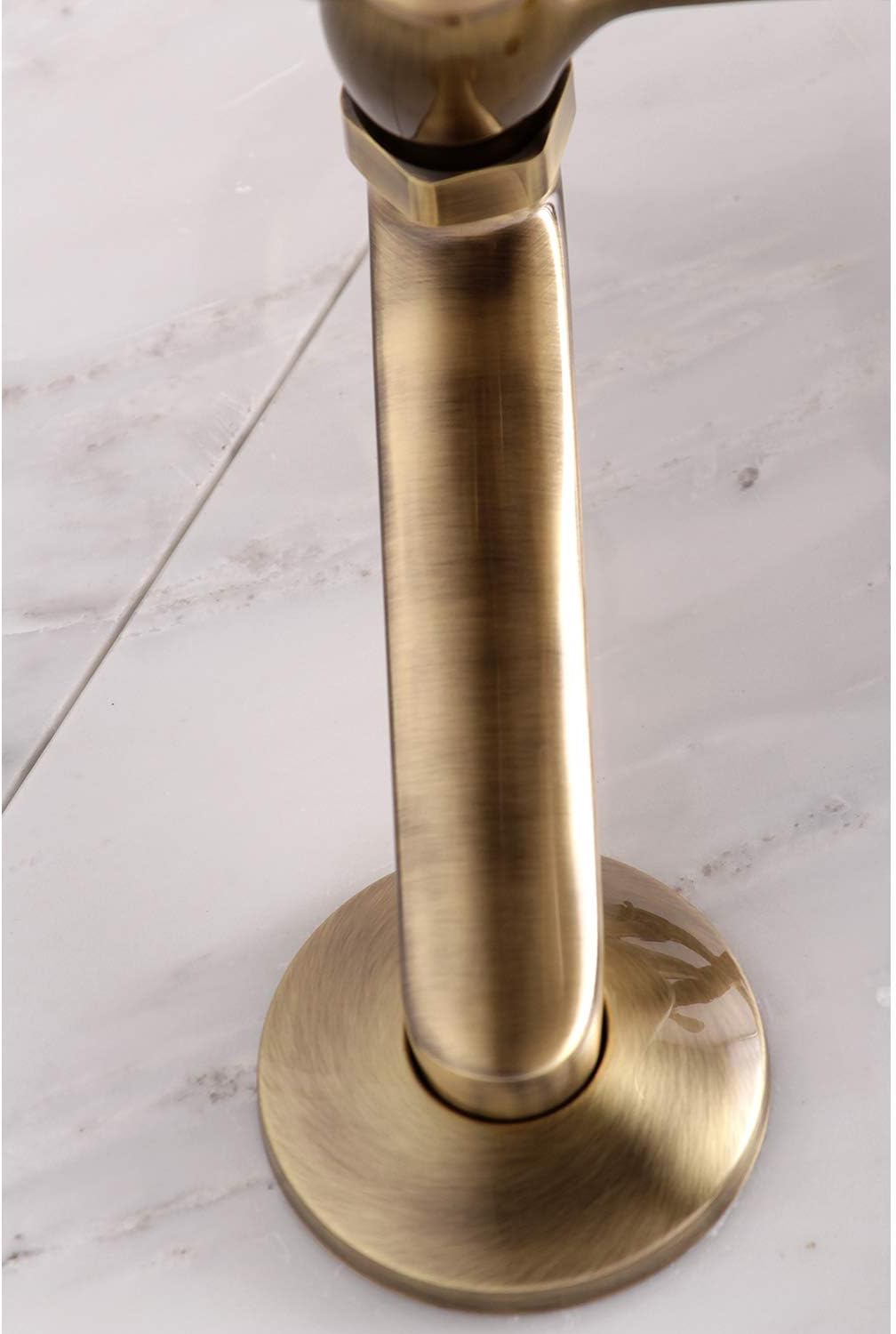 Kingston Brass Kingston KS269AB Wall Mount Tub Filler Faucet with Hand Shower, Antique Brass