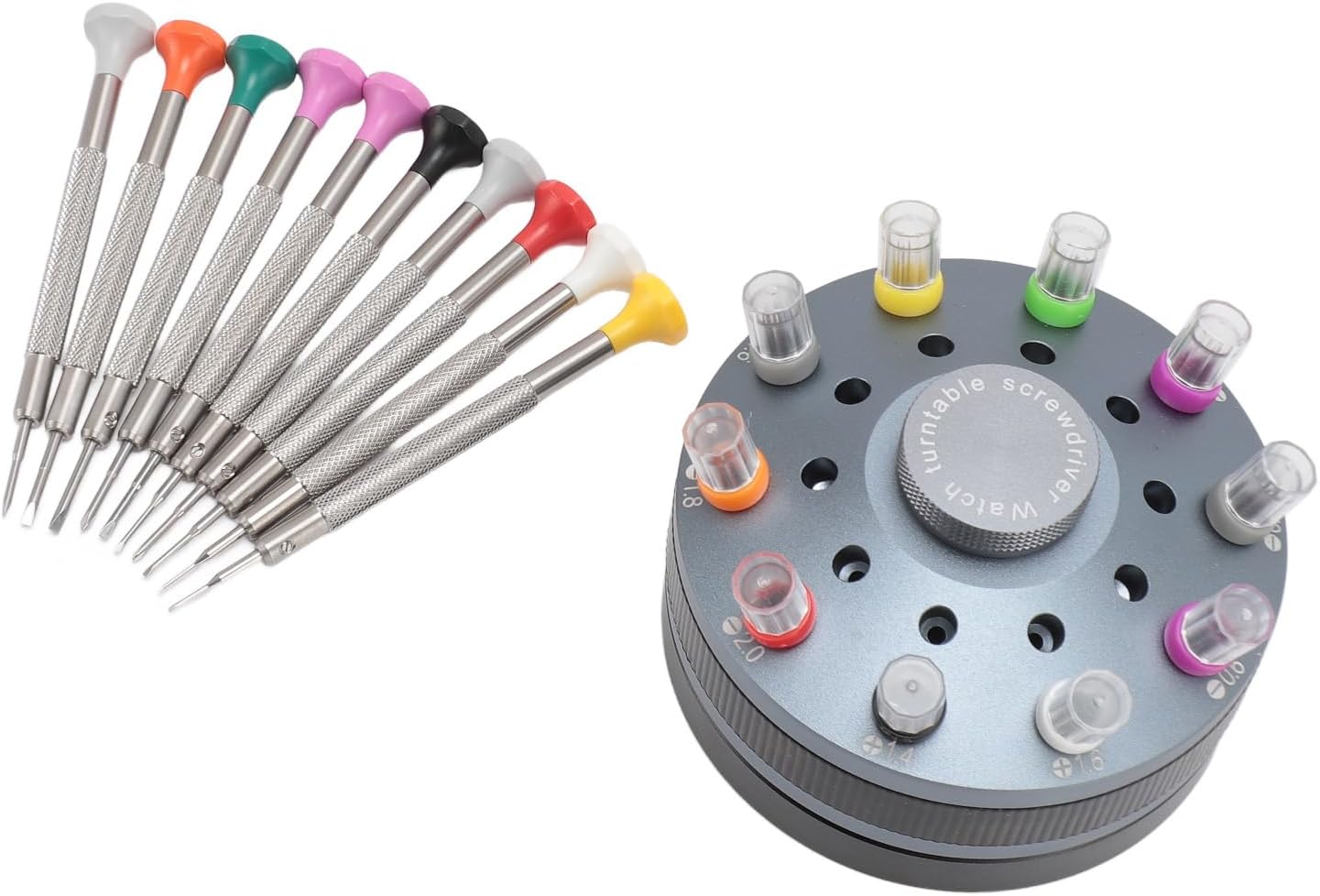 10pcs Watchmaker Screwdriver Set with 20 Extra Replace Heads, Precision Screwdriver Kit for Jewelers, Different Sizes Flat and Cross Heads for Watch Repair, Eyeglasses, Jewelry Mak (Grey)