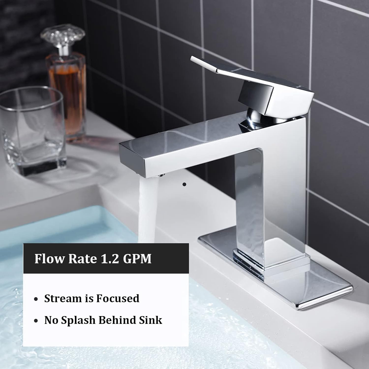 Chrome Bathroom Faucet, Lava Odoro Single Hole Bathroom Faucet, Single Handle Bathroom Sink Faucet Vanity Faucet with Pop up Drain Assembly, Deck Plate Included, BF307-C