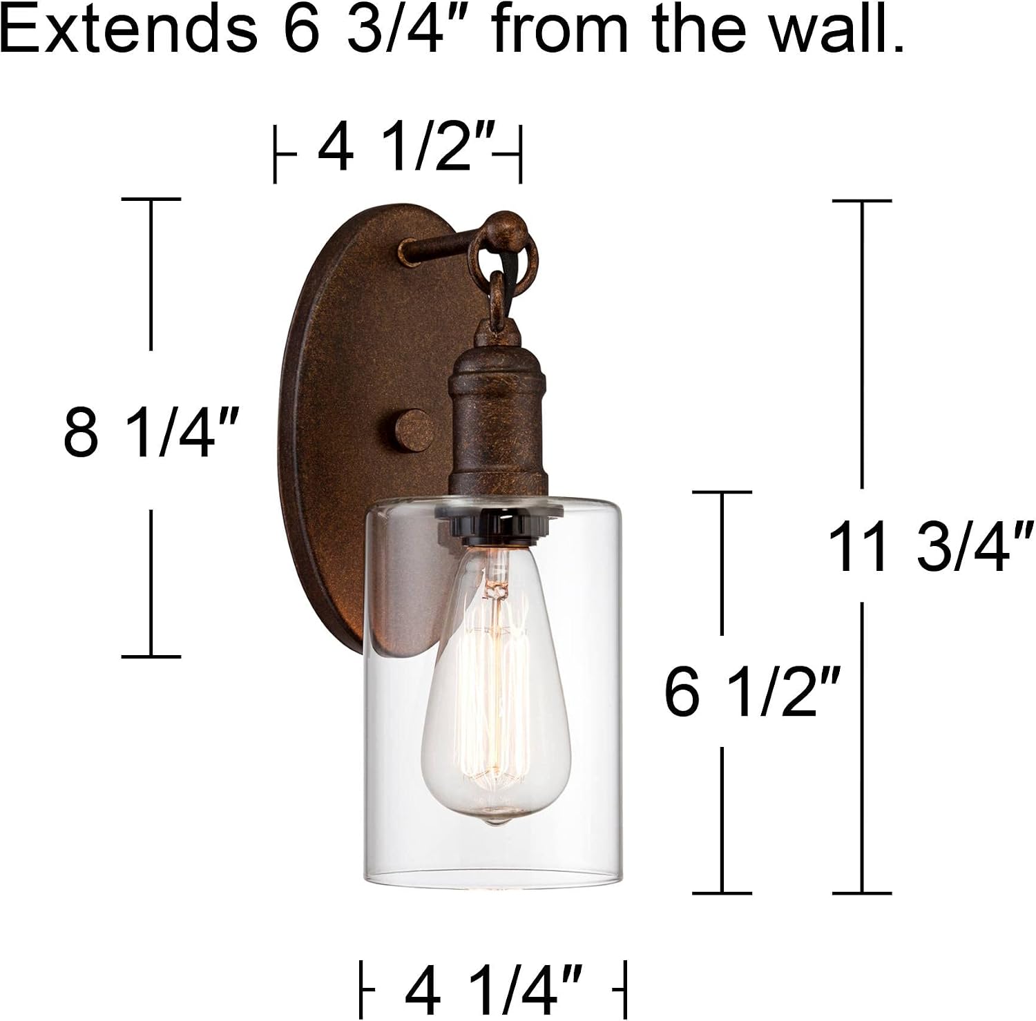 Franklin Iron Works Cloverly Rustic Farmhouse Industrial Wall Light Sconce LED Bronze Hardwired 11 3/4' High Fixture Clear Glass for Bedroom Bathroom Bedside Living Room Home Hallway Dining Kitchen