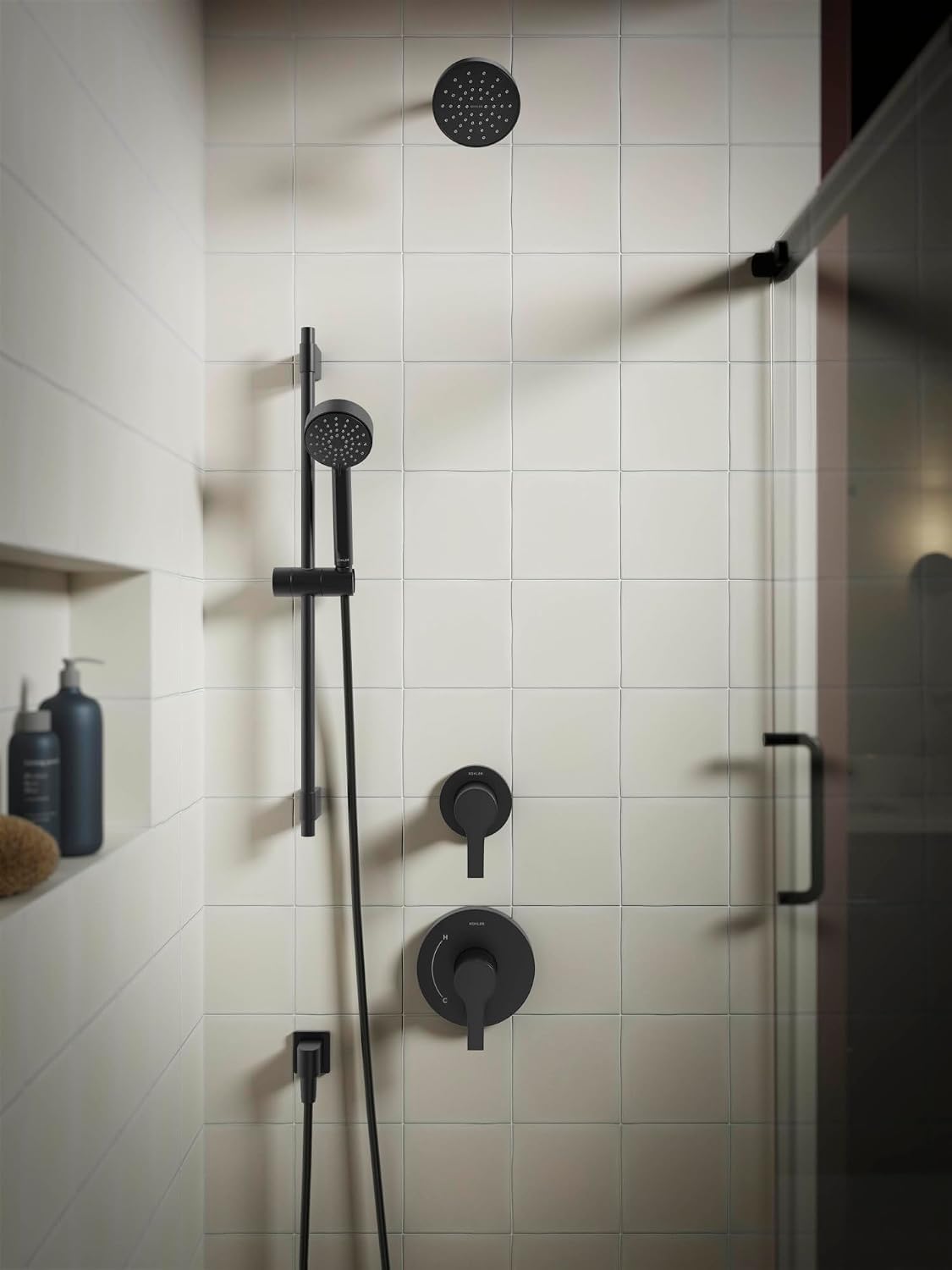 KOHLER K-35331-G-BL Elate® 28' Three-Function Handheld Shower Head with Hose Kit, 1.75 GPM, Adjustable Settings, Modern Design, Water Efficient, Matte Black