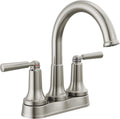 Delta Faucet Saylor Brushed Nickel Bathroom Faucet, Bathroom Sink Faucet, Centerset Bathroom Faucet for Bathroom Sink, Diamond Seal Technology, Metal Drain Assembly, Stainless 2535-SSMPU-DST
