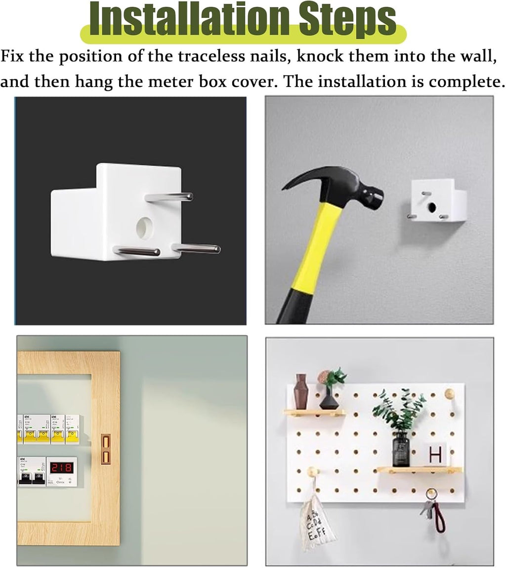 Electrical Panel Cover Pegboard Fuse Box Cover Cabinet Solid Wood, Creative Electric Meter Box Decorative Painting, Hidden Electrical Panel Cover(White,40 x 50 cm (15 3/4' x 19 3/4'))