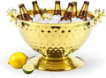 Luxurious Ice Bucket for Parties,Party Sized 12L Drink Cooler for Parties,Gold Stainless Steel Ultimate Champagne Bucket with Antler-Shaped Handle,Large Ice Bucket for Events
