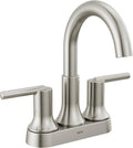 Delta Faucet Trinsic Brushed Nickel Bathroom Faucet, Bathroom Sink Faucet, Centerset, Diamond Seal Technology, Metal Drain Assembly, Stainless 2559-SSMPU-DST