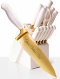 Personalized Gold Knife Set with Self-Sharpening Block – Make It Uniquely Yours with Custom Engraving on Luxurious White and Gold Knives – Personalized Gift for Weddings, Birthdays, Anniversaries