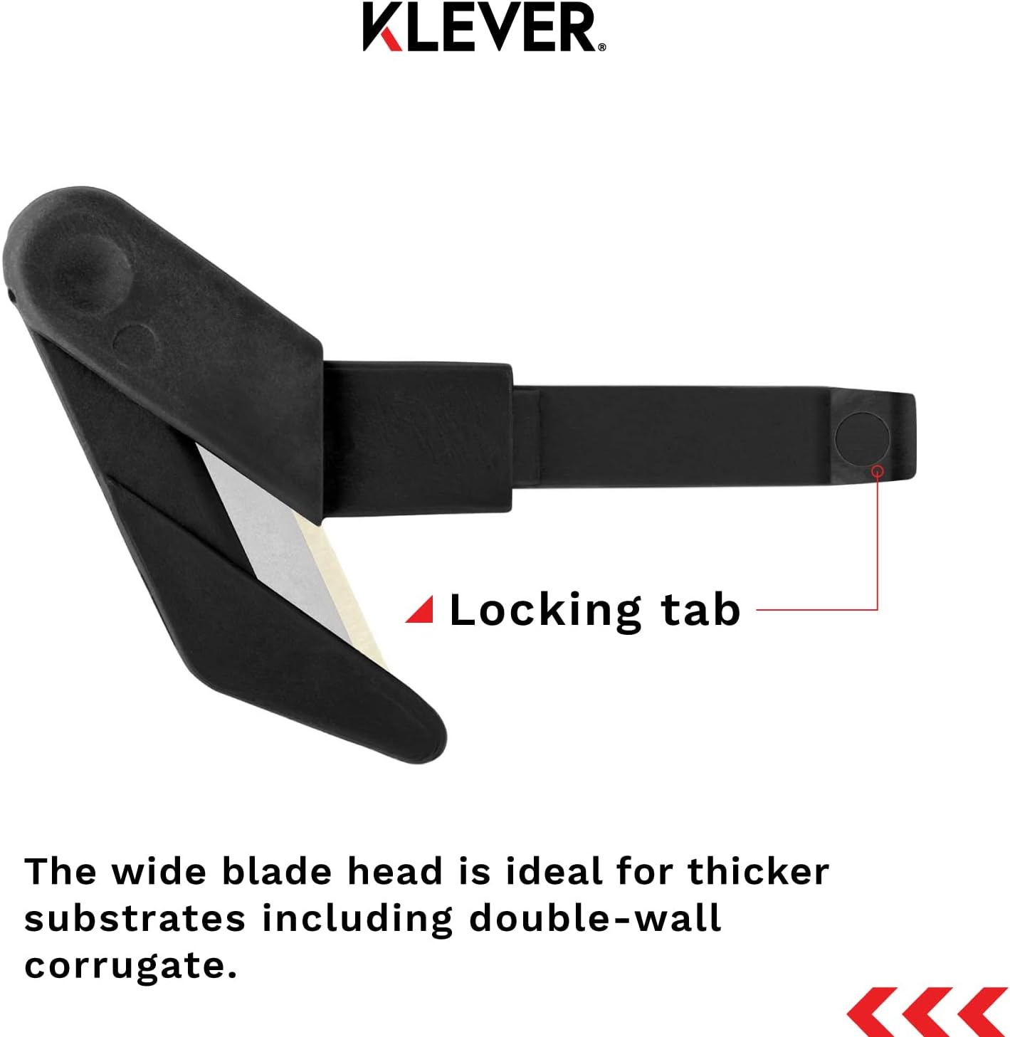 Klever Replacement Head Wide Cut, Carbon Steel Blade, Single-Opening Blade Head, Interchangeable, snap-in blade heads for use with the Klever XChange lines of safety cutters, 100/pk (KCJ-XH-30)