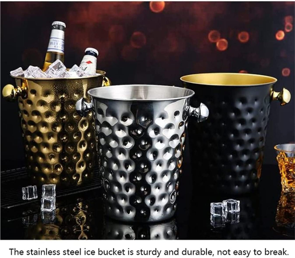 Drink Bucket Bar Supplies Stainless Steel Ice Bucket for Bars Chilled Drinks Champagne Bucket Cooler Bucket Ice Bucket for Parties(Gold)