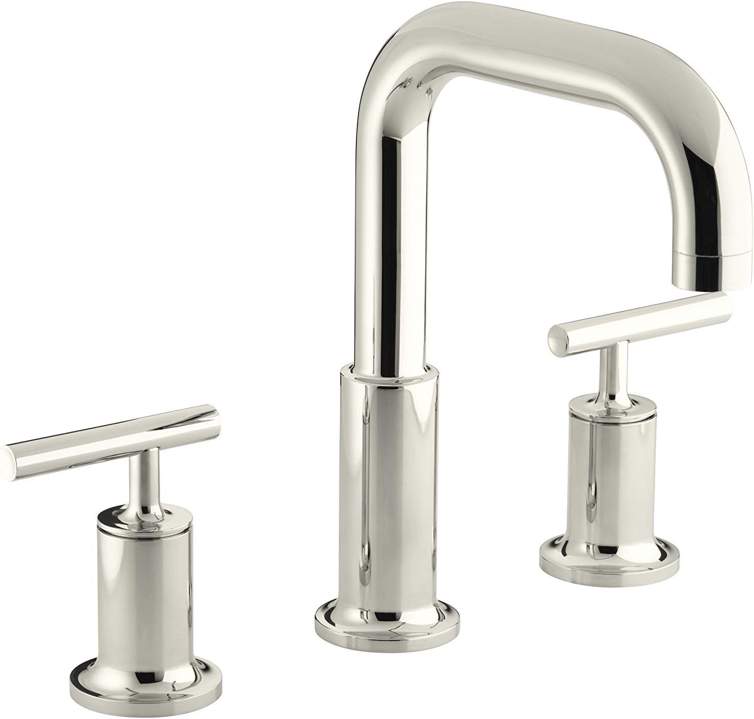 Kohler T14428-4-SN Purist Deck-Mount High-Flow Bath Faucet Trim with Lever Handles, Valve Not Included, Vibrant Brushed Nickel