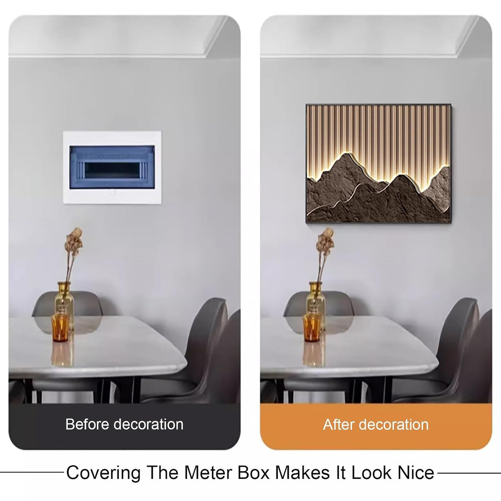 Wall Mounted Electrical Panel Cover, Breaker Box Cover Decorative, Hide Paintings Wall Art with Frame, Crystal Porcelain for Living Room and Office(Brown 1,60 * 50cm/23.6 * 19.7in)