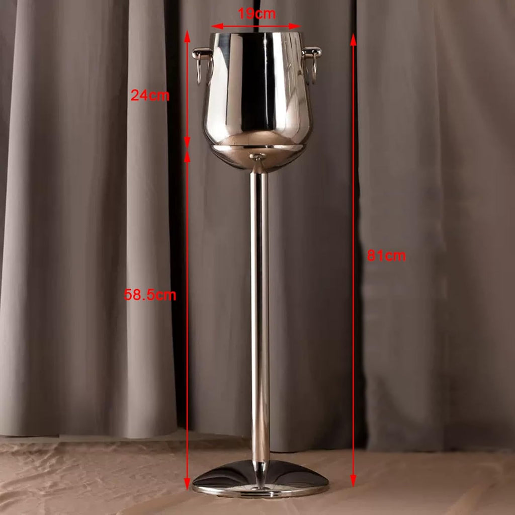 Bar Ice Bucket Champagne Bucket with Stand, Stainless Steel Double Wall Wine Chiller with Carrying Handle, Ice Buckets for Parties Festival Bar Outdoor or Indoor Use, 5L （Silvery） Champagne Bucket