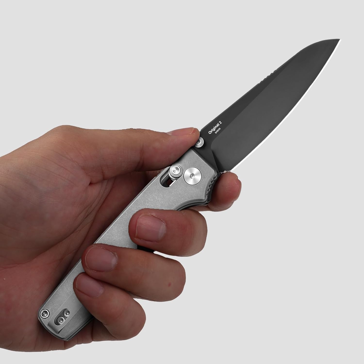 Kizer Original 2 EDC Pocket Knife, 3.19' S45VN Sheepsfoot Folding Knife with Titanium Handle, Thumb Stud Opener Clutch Lock, for Camping Hiking Fishing Ki3605.2SA1