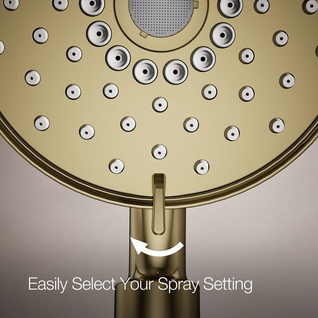 KOHLER 23219-AF Purist 2-in-1 Multi Function Shower Kit with SHOWERHEAD & HAND SHOWER with Full Coverage & Rotating Rail, Vibrant French Gold, 2.5 GPM