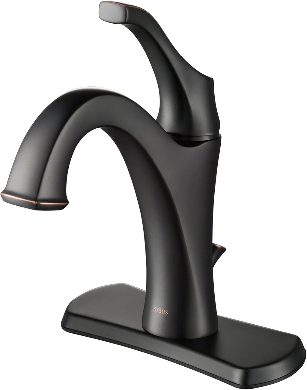 KRAUS KBF-1201ORB Arlo Single Handle Basin Bathroom Faucet with Lift Rod Drain and Deck Plate, Oil Rubbed Bronze