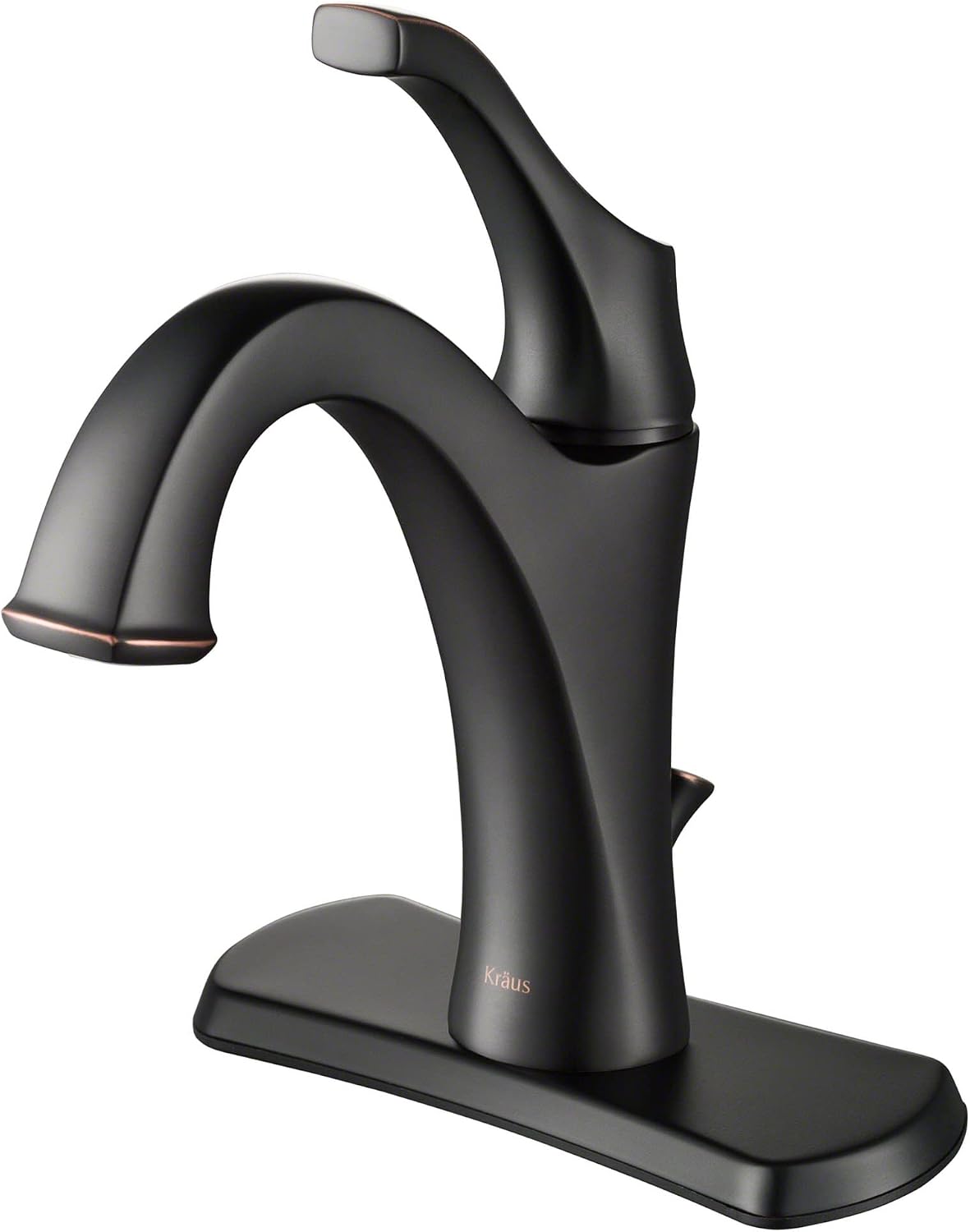 KRAUS KBF-1201ORB Arlo Single Handle Basin Bathroom Faucet with Lift Rod Drain and Deck Plate, Oil Rubbed Bronze
