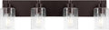 JONATHAN Y 27.75' Oil Rubbed Bronze/Clear 4-Light Modern LED Vanity Light for Bathroom Mirror, Mid-Century Wall Sconce with Clear Seeded Glass Shades, Contemporary Iron Fixture, LED Bulbs (JYL7558E)