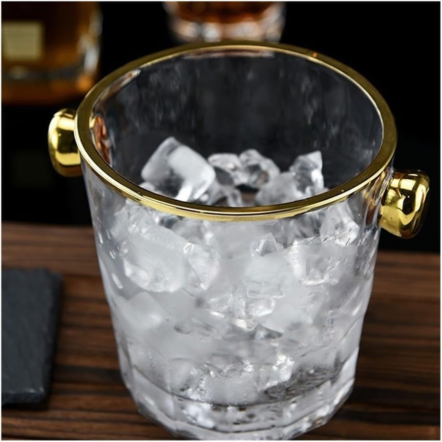 Iice Bucket, Personalized Glass Ice Bucket Ice Bucket Household Ice Wine Bucket Ice Grain Bucket Champagne Bucket Living Room Decorative Ornaments,Ice Bucket for Parties(Gold)