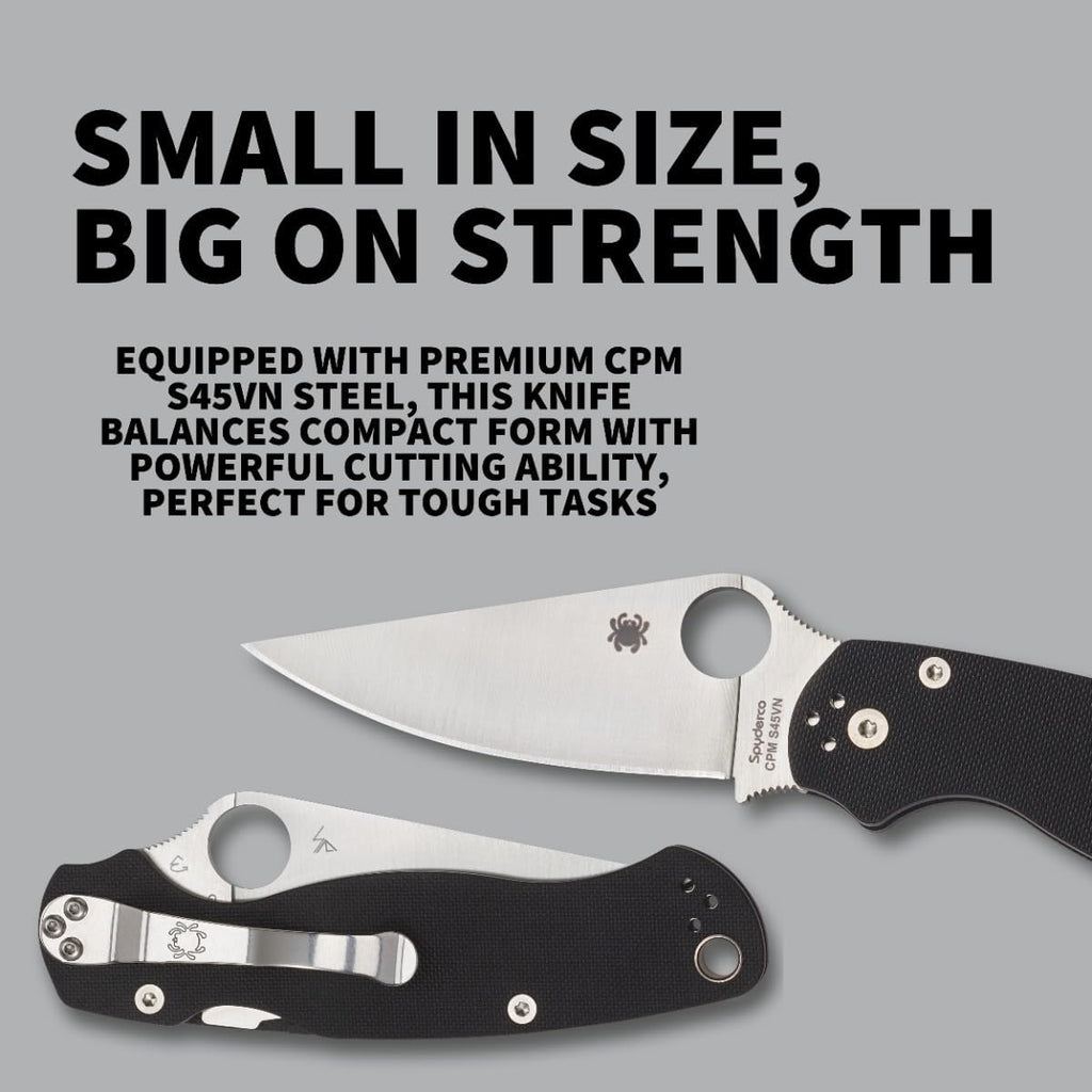 Spyderco Para Military 2 Folding Pocket Knife with 3.4' CPM S45VN Steel Blade and G-10 Handle - EDC Knife for Men and Women, Perfect for Hunting, Tactical, Camping, Survival - PlainEdge - C81GP2