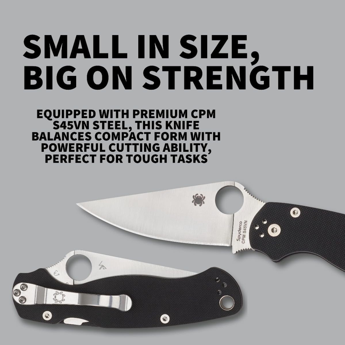 Spyderco Para Military 2 Folding Pocket Knife with 3.4' CPM S45VN Steel Blade and G-10 Handle - EDC Knife for Men and Women, Perfect for Hunting, Tactical, Camping, Survival - PlainEdge - C81GP2