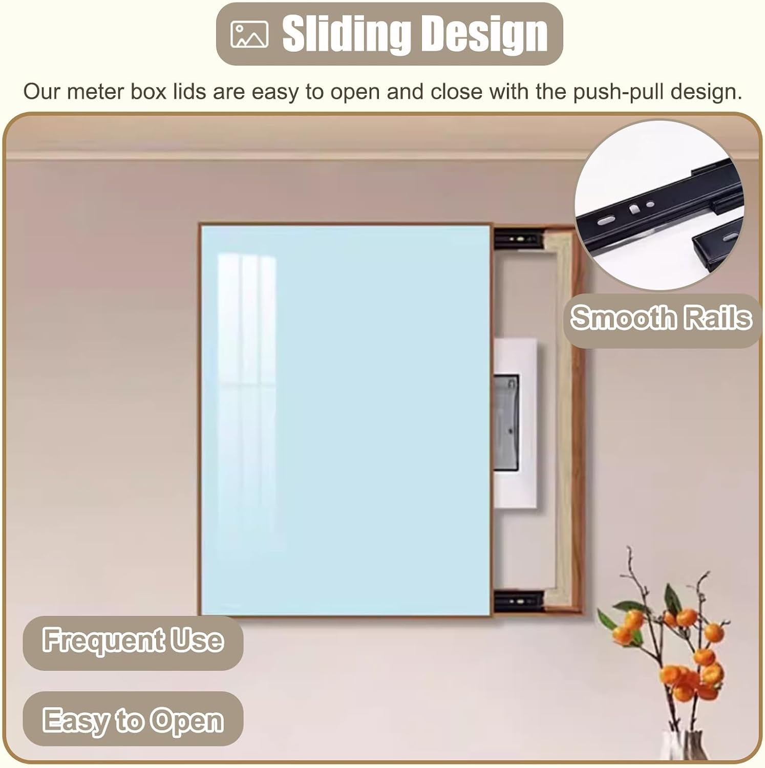 Vertical Breaker Box Cover for Decorative Electrical Panel, Indoor Fuse Box Cover for Wall Artative, Hide Meter Electric Cover with Sliding Design(Blue,60x80cm(23 5/8x31 1/2'))