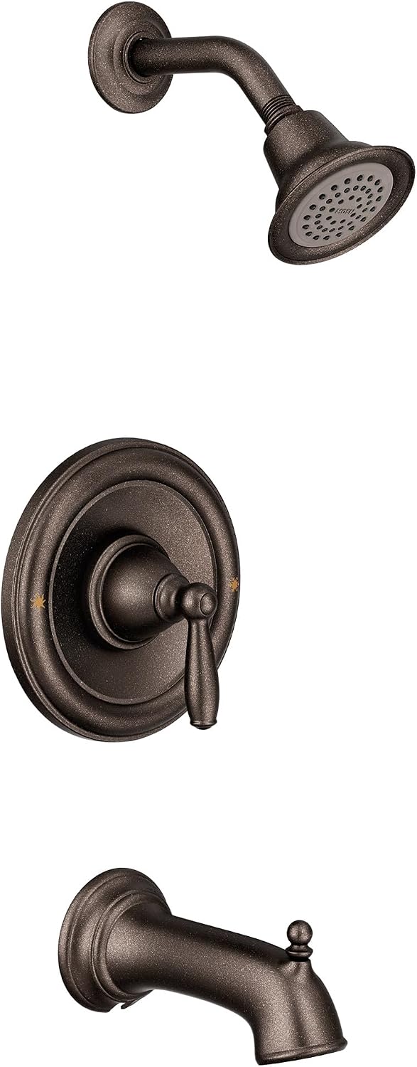Moen Brantford Oil-Rubbed Bronze Posi-Temp Pressure Balancing Eco-Performance Bathtub Shower Trim Kit with Traditional Showerhead, Shower Handle, Arm, Tub Spout (Valve Required), T2153EPORB