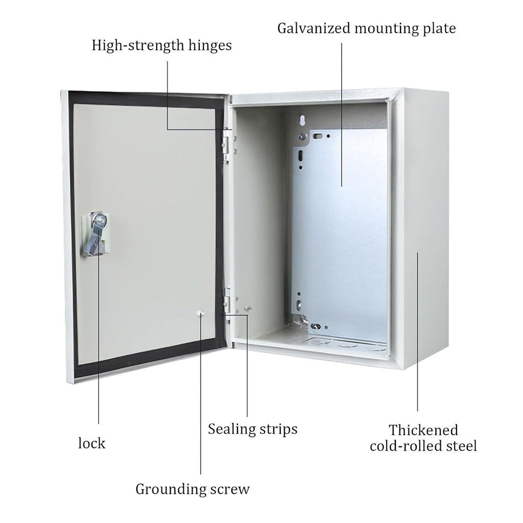 Steel Electrical Junction Box, Moisture Proof Metal Electrical Box with Safety Lock, Sleek Wall-Mounted Distribution Enclosure, Perfect for Home Renovation & Daily Use(50x40x25cm)
