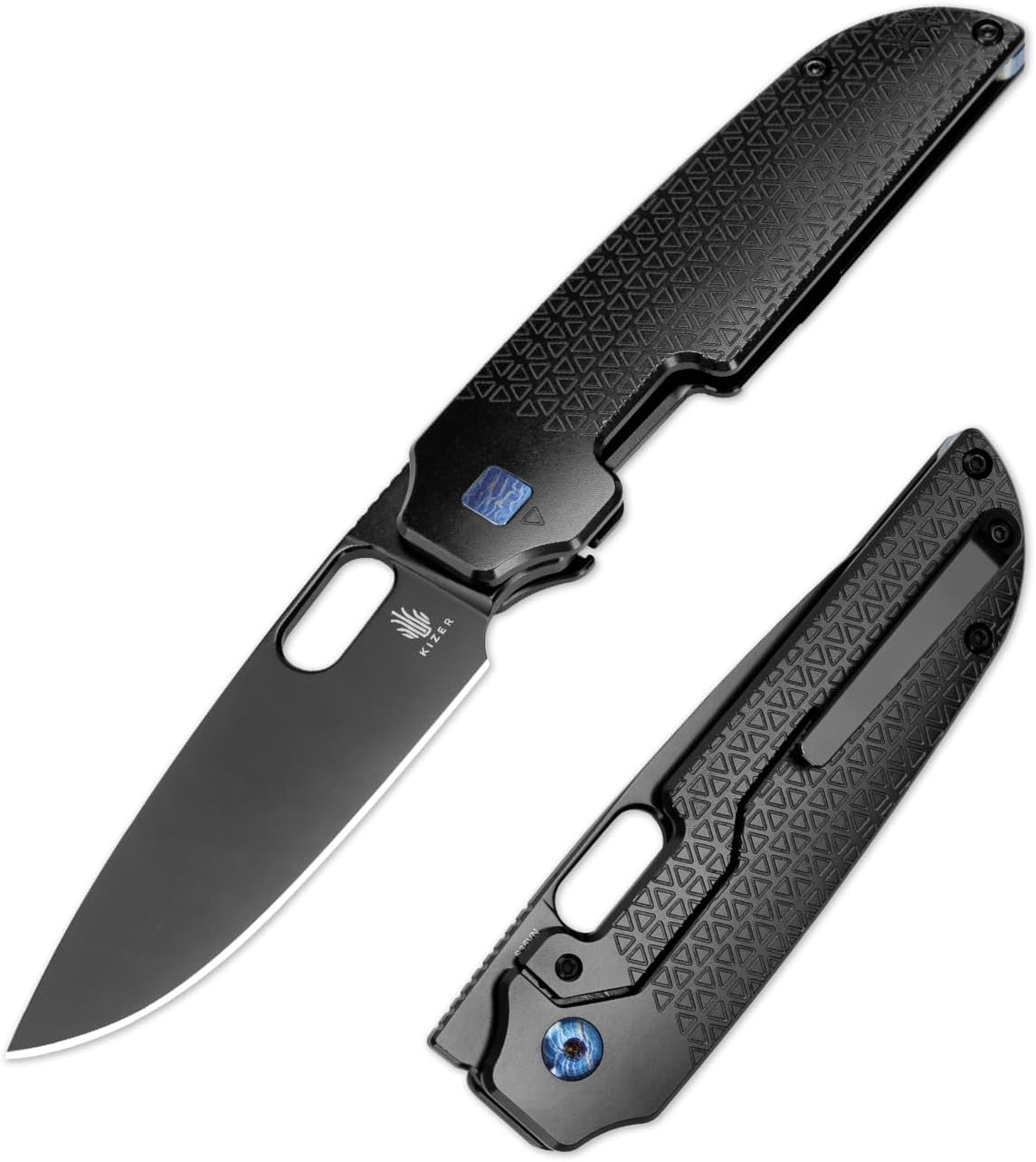 Kizer Varatas Pocket Knife, 3.27' S35VN Steel Blade, Black Titanium Handle, Folding Knife, Small Folding Pocket Knife, Ki3637A2