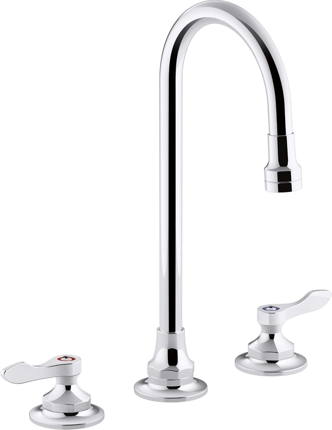 Kohler K-800T70-4ANL-CP Triton Bowe 0.5 Gpm Widespread Bathroom Sink Faucet with Laminar Flow Gooseneck Spout & Lever Handles Drain Not Included, Polished Chrome