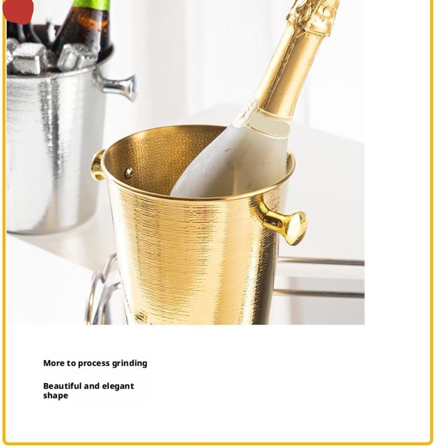 Metal Champagne Bucket Hammered Ice Bucket for Party Wedding(Gold,5L)