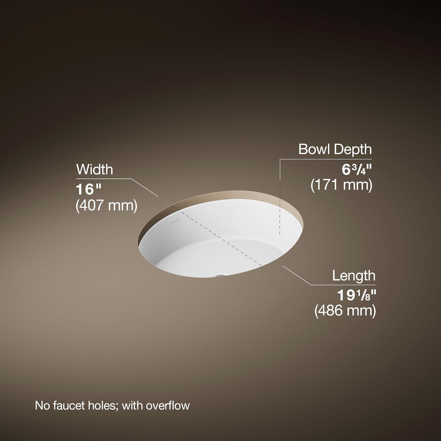 Kohler K-2881-0 Verticyl Oval Undercounter Bathroom Sink, White, One Size