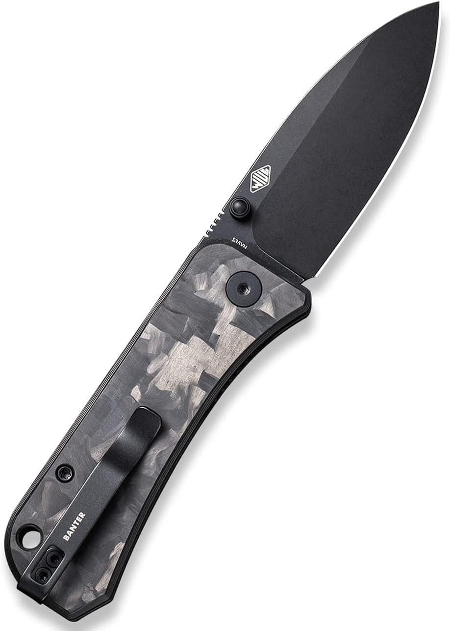 WeKnife Banter Pocket Knife for EDC, Ben Petersen Folding Knife with 2.9'S35VN Blade, Cabon Fiber Handle Titanium Thumb Stud Opener 2004H (Marble)