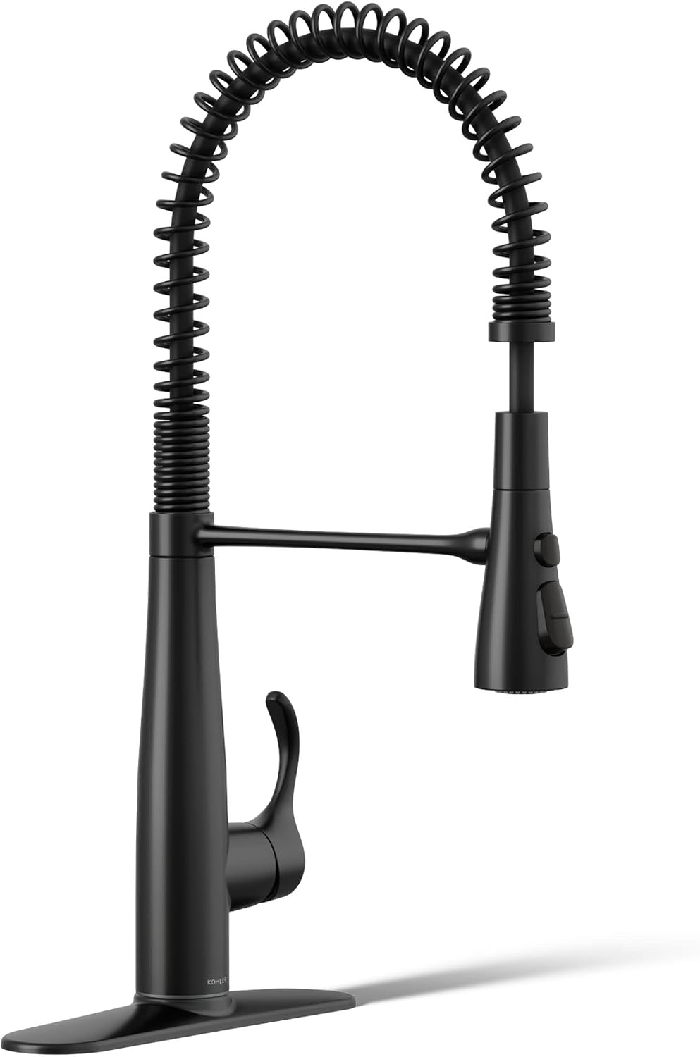 KOHLER 22033-BL Simplice Semi Professional Kitchen Sink Faucet, Three Function Sprayhead, Commercial Faucet, Matte Black