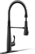 KOHLER 22033-BL Simplice Semi Professional Kitchen Sink Faucet, Three Function Sprayhead, Commercial Faucet, Matte Black