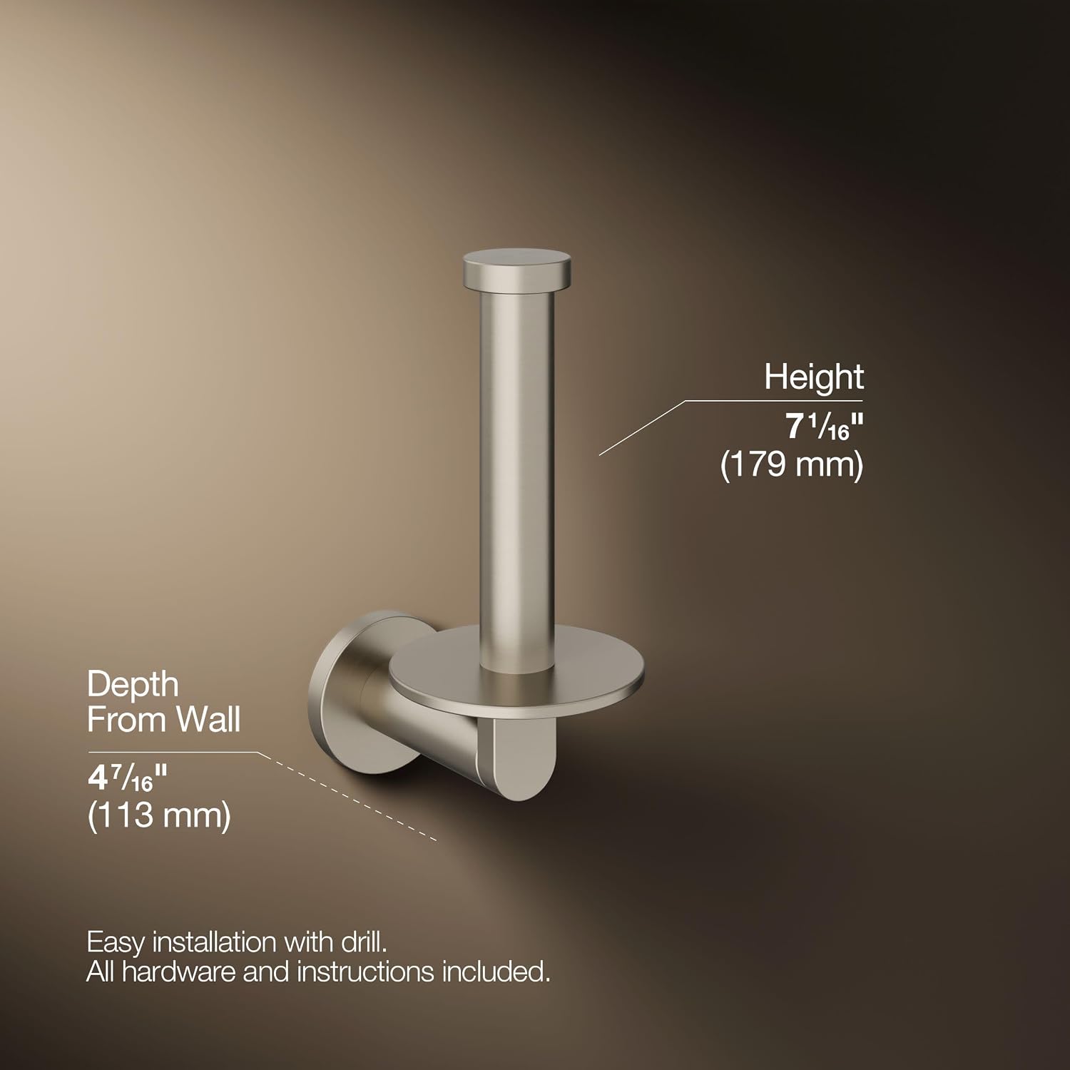 Kohler K73148-BN Composed Wall Mounted Euro Toilet Paper Holder Vibrant Brushed Nickel