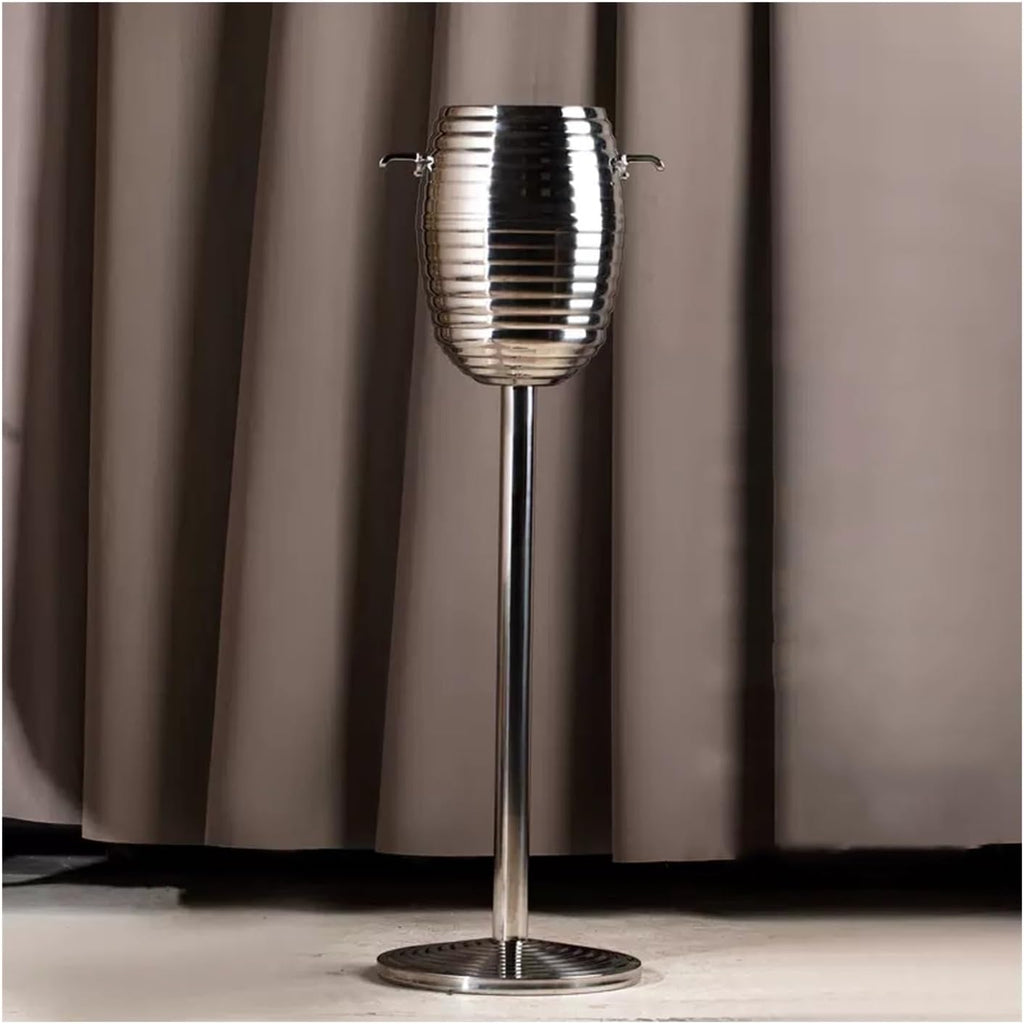 Ice Bucket for Home Bar Champagne Ice Bucket with Stand, Wine Ice Bucket with Stand Stainless Steel 5L Standing Ice Bucket for Party Bar Ktv Wedding Club BBQ Home (Silver) Drinks and Wine Cooler