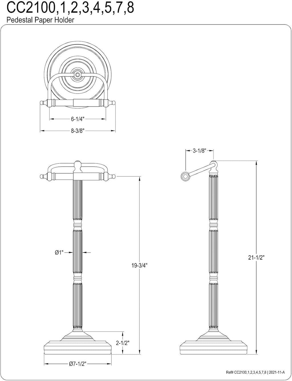 Kingston Brass CC2105 Georgian Pedestal Paper Holder, 21-1/2-Inch, Oil Rubbed Bronze