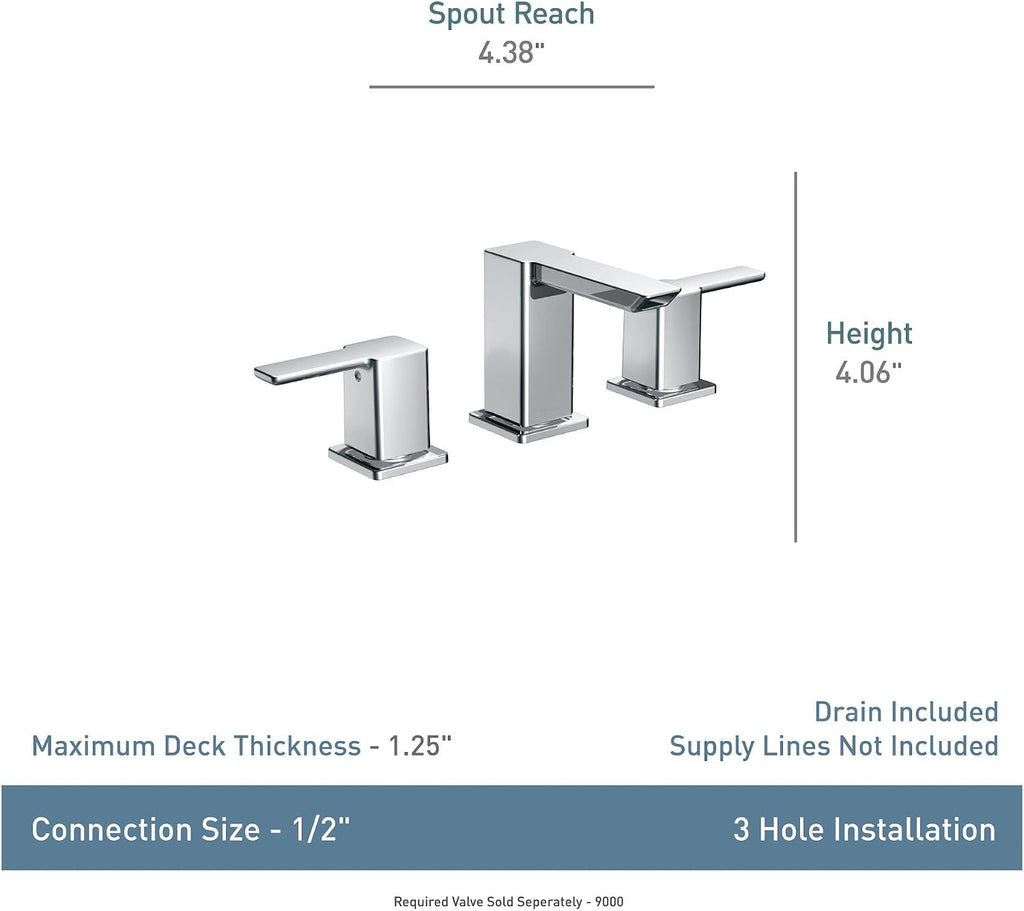 Moen TS6720BN 90 Degree Two-Handle 8 in. Widespread Bathroom Faucet Trim Kit, Valve Required, Brushed Nickel