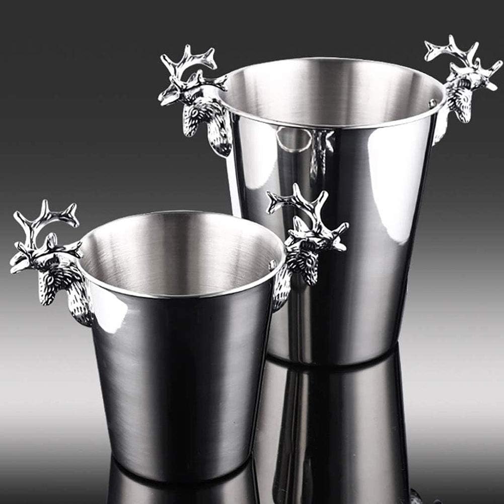 Ice Cube Storage Metal ChampagneStainless Steel Plated Ice Bucket Deer Head Shandle Ice Bucket Suitable for Beer, Wine and Cocktail Parties/Gold/3L (Silver 5L)
