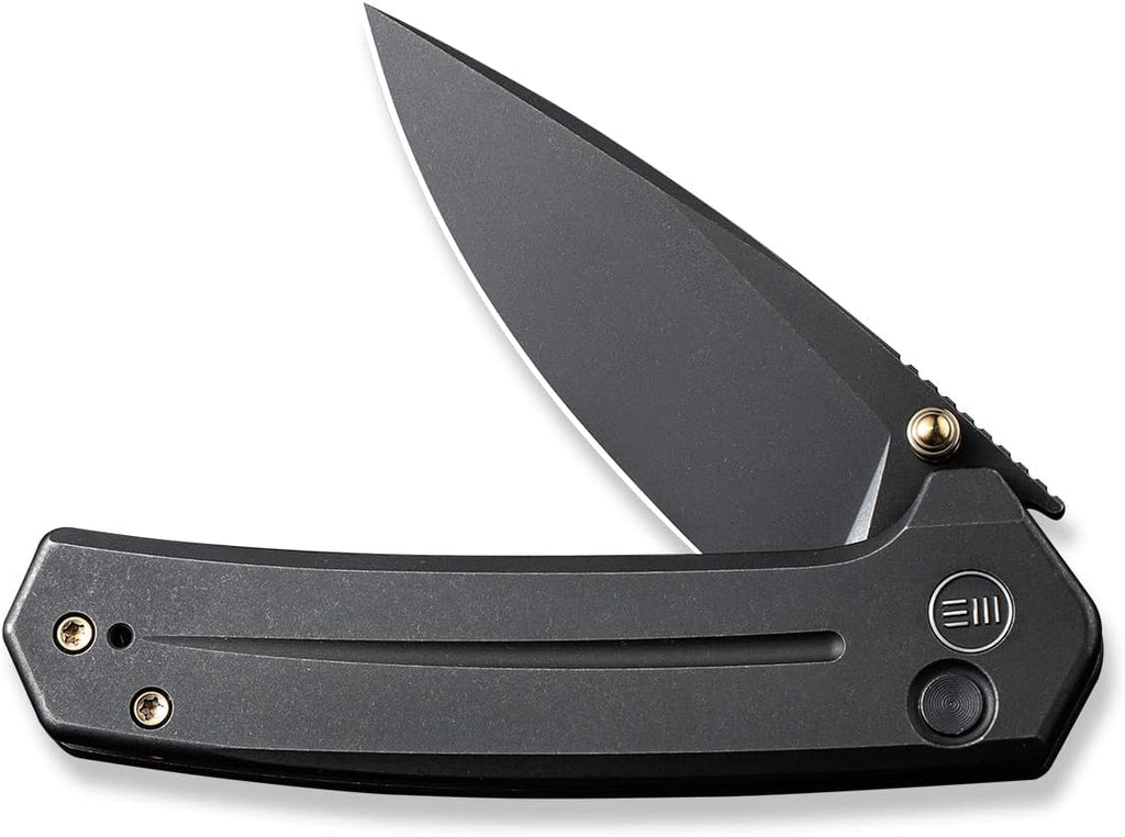 WeKnife Culex Folding Knife for EDC, 2.97-in CPM 20CV Black Stonewashed Blade Black Titanium Handle Button Lock Pocket Knife WE21026B-2