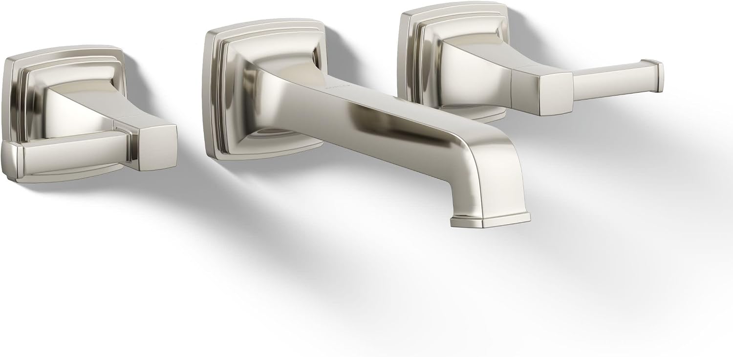 Kohler T26432-4-SN RIFF® Widespread wall-mount bathroom sink faucet trim, Vibrant Polished Nickel