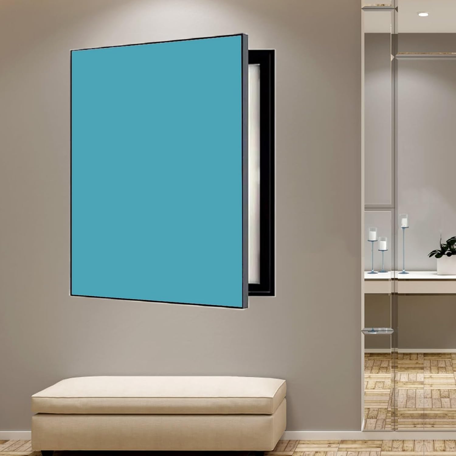 Electrical Panel Cover One-color Screen Electrical Panel Cover, Rectangle Fuse Box Protective Lid Decorative Wall, Plastic Frame Breaker Box Cover with Traceless Nails(Style11,WXH-50 x 60CM-19.7 x 23.