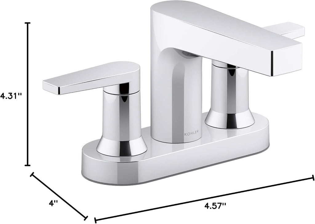 Kohler 97031-4-CP Taut® Centerset Bathroom Sink Faucet, 1.2 gpm, Polished Chrome
