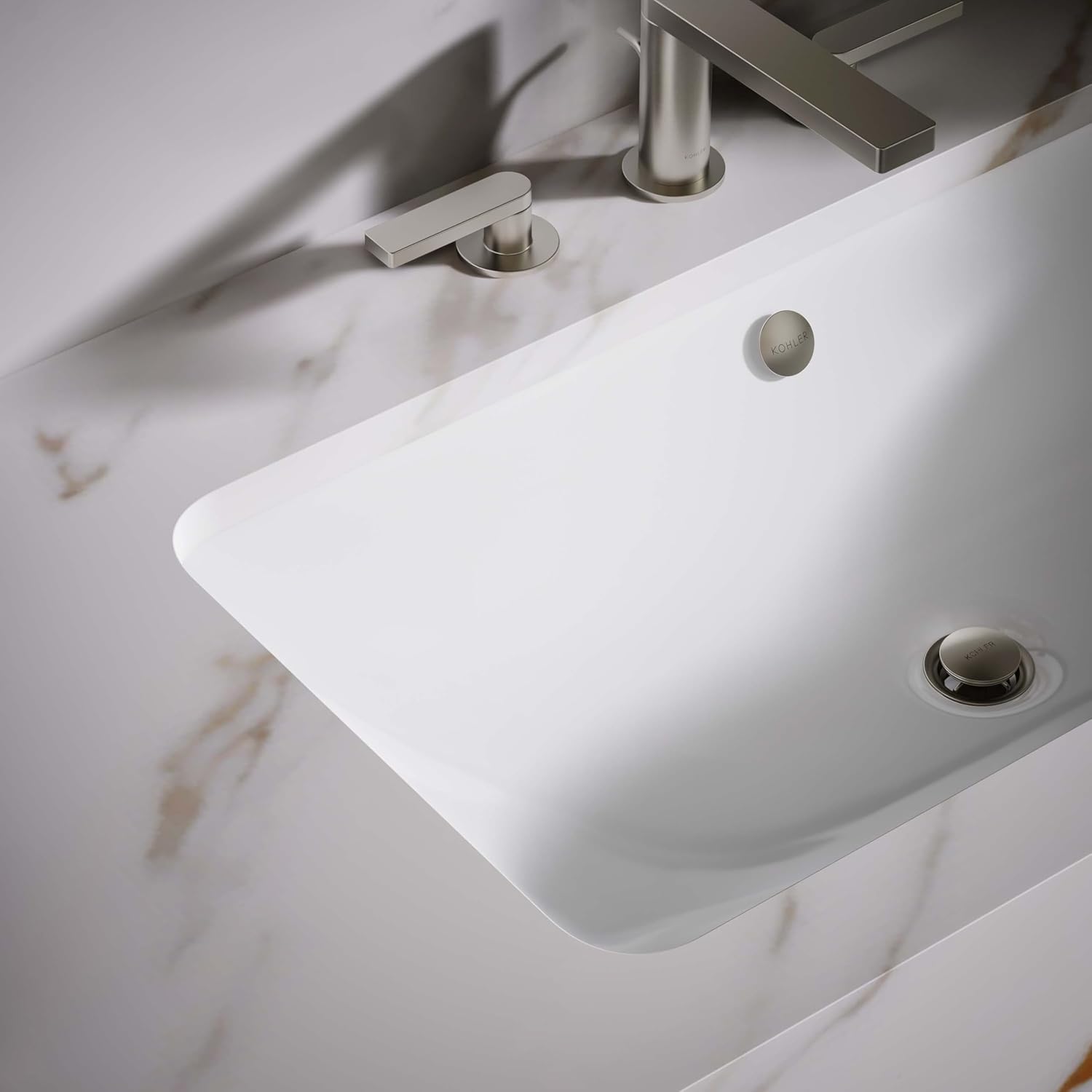 KOHLER K-20212-0 Bathroom Sinkiron Plains large Rectangular Basin., White