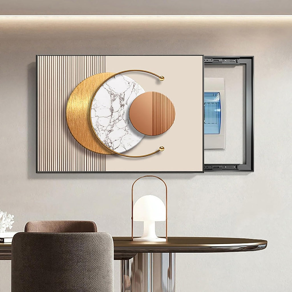 Decorative Hide Meter Electric Breaker Box Cover, Electrical Panel Cover, Wall Mounted Decorative Painting, for Home Entrance Hallway Bedroom(Gold 1,55 * 45cm/21.6 * 17.7in)